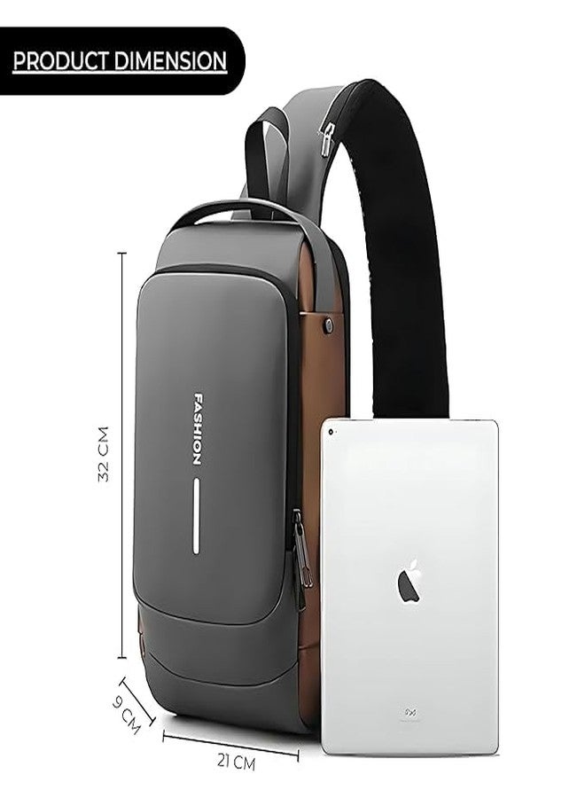 LOCANS Waterproof Polyester Slim Unisex Crossbody Sling Bag Chest Backpack Men's Shoulder Bag, Leisure Travel Handbag, Hard Shell Anti-Theft Chest Bag - Image 2